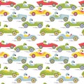 Race retro sport car seamless pattern