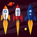 Race rocket in space illustration