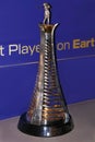 Race to dubai trophy, european tour golf champions medal Royalty Free Stock Photo