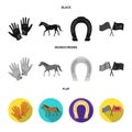 Race, track, horse, animal .Hippodrome and horse set collection icons in black, flat, monochrome style vector symbol Royalty Free Stock Photo