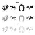 Race, track, horse, animal .Hippodrome and horse set collection icons in black,monochrome,outline style vector symbol Royalty Free Stock Photo