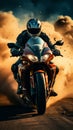 Race track hosts thrilling sport motorcycle race, extreme athletes pushing limits to conquer Royalty Free Stock Photo