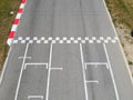 Race track with starting or end line, aerial view  background Royalty Free Stock Photo