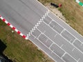 Race track with starting or end line, aerial view background Royalty Free Stock Photo