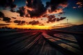 race track at sunset, with the sky and clouds changing colors