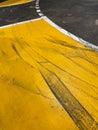 Race track surface. Tire tracks in concrete Royalty Free Stock Photo