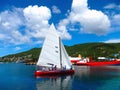 A race using traditional caribbean dinghies