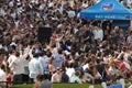 Racegoers enjoy the pre race entertainment from Aussie performer Daryl Braithwaite