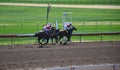 Racehorses and jockeys galloping Royalty Free Stock Photo