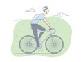 Racer on Bicycle Riding on the Field Road. Man Cycling at Vacation. Royalty Free Stock Photo