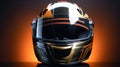 Racer helmet on asphalt, karting sport concept. Generative Ai