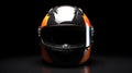 Racer helmet on asphalt, karting sport concept. Generative Ai