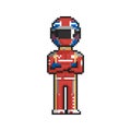 Racer pixel art on white background. Vector illustration.