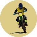 Racer and sport motocross bike vector icon