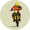 Racer and sport motocross bike vector icon