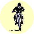 Racer and sport motocross bike vector icon