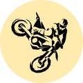 Racer and sport motocross bike vector icon