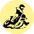 Racer and sport motocross bike vector icon