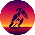 Racer and sport motocross bike vector icon