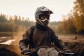 racer on sports enduro motorbike in off-road competitions. Generative AI