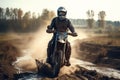 racer on sports enduro motorbike in off-road competitions. Generative AI