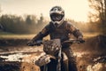 racer on sports enduro motorbike in off-road competitions. Generative AI