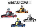 Racers in the karts in different colors