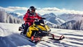 Racers ride snowmobile active speed winter snow a travel power Royalty Free Stock Photo