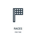 races icon vector from free time collection. Thin line races outline icon vector illustration. Linear symbol for use on web and Royalty Free Stock Photo