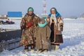 Races on reindeer sled in the Reindeer Herder`s Day on Yamal, Sporting activity Royalty Free Stock Photo