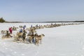 Races on reindeer sled in the Reindeer Herder's Day on Yamal Royalty Free Stock Photo