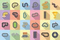 Racetrack icons set flat vector. Map track