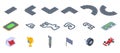 Racetrack icons set isometric vector. Track map Royalty Free Stock Photo