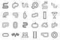 Racetrack icons set outline vector. Map track