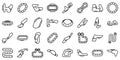 Racetrack icons set outline vector. Track map