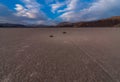 Famous Sailing Stones of Death Valley in California Royalty Free Stock Photo