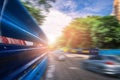 Racetrack on street highway with car motion blurred on track traffic in city capital. For automotive automobile or transport Royalty Free Stock Photo