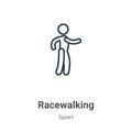 Racewalking outline vector icon. Thin line black racewalking icon, flat vector simple element illustration from editable sport