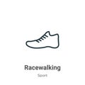 Racewalking outline vector icon. Thin line black racewalking icon, flat vector simple element illustration from editable sport