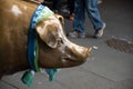 Seattle sounders scarf on the pike place market pig