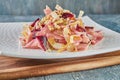 Rachel's salad of apples, beets, chicory and nuts. French gourmet cuisine Royalty Free Stock Photo