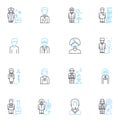 Racial background linear icons set. Diversity, Prejudice, Equity, Stereotype, Discrimination, Culture, Intersectionality