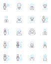 Racial background linear icons set. Diversity, Prejudice, Equity, Stereotype, Discrimination, Culture, Intersectionality