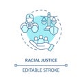 Racial justice blue concept icon