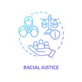 Racial justice blue gradient concept icon