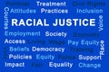 Racial justice words on blue background