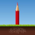 Symbol of the idea that sprouts with a pencil that grows like a tree.