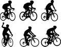 Racing bicyclists silhouettes collection Royalty Free Stock Photo
