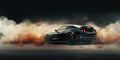 Racing Car Burnout A Generic Sports Car Performing A Burnout Or Drifting On A Racing Track With Smok