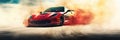 Racing Car Burnout A Generic Sports Car Performing A Burnout Or Drifting On A Racing Track With Smok Royalty Free Stock Photo